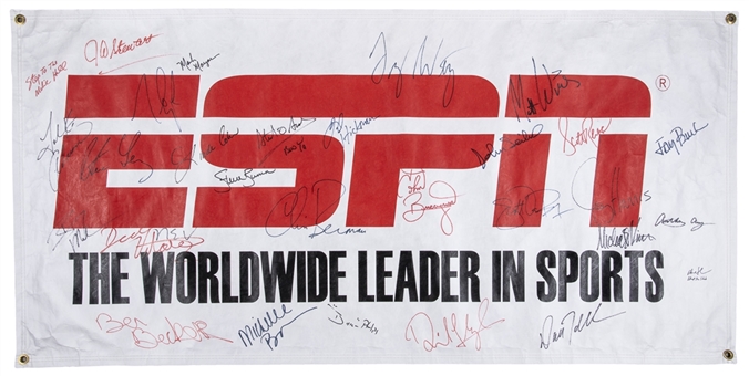 ESPN Personalities Multi-Signed 24x36 Banner With 29 Signatures Including Rare Stuart Scott Autograph! (Beckett)